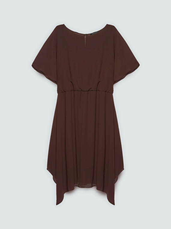 Robe en georgette avec ourlet asym&eacute;trique