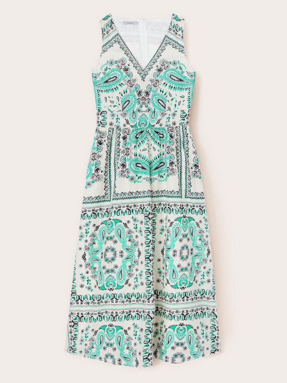 Midi dress with foulard pattern