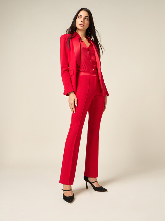 Pantaloni flare in tessuto cr&ecirc;pe