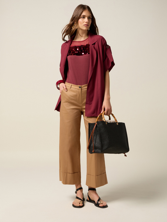 Cropped pants with cuff