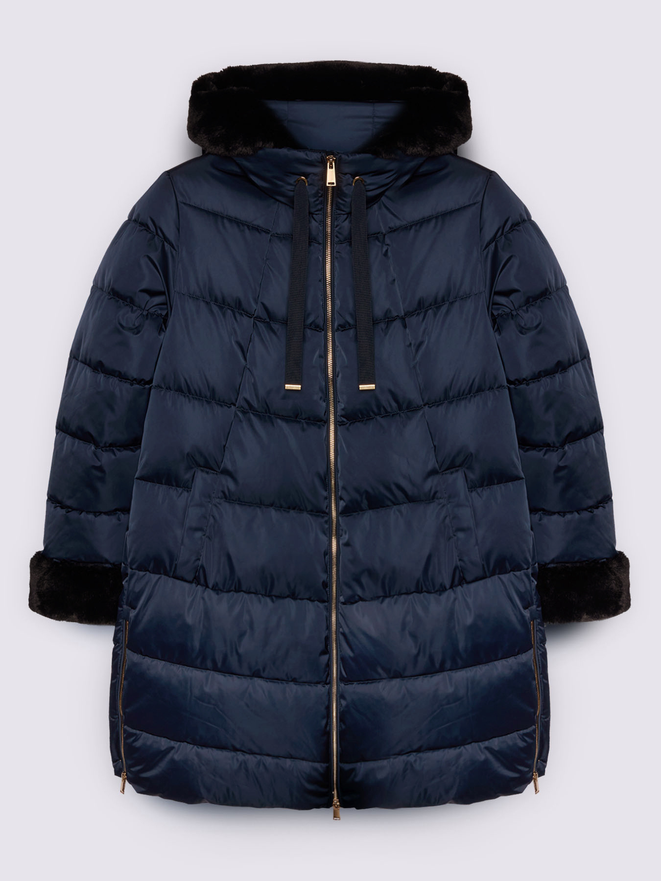 Long down jacket with hood and plush insert image number 5