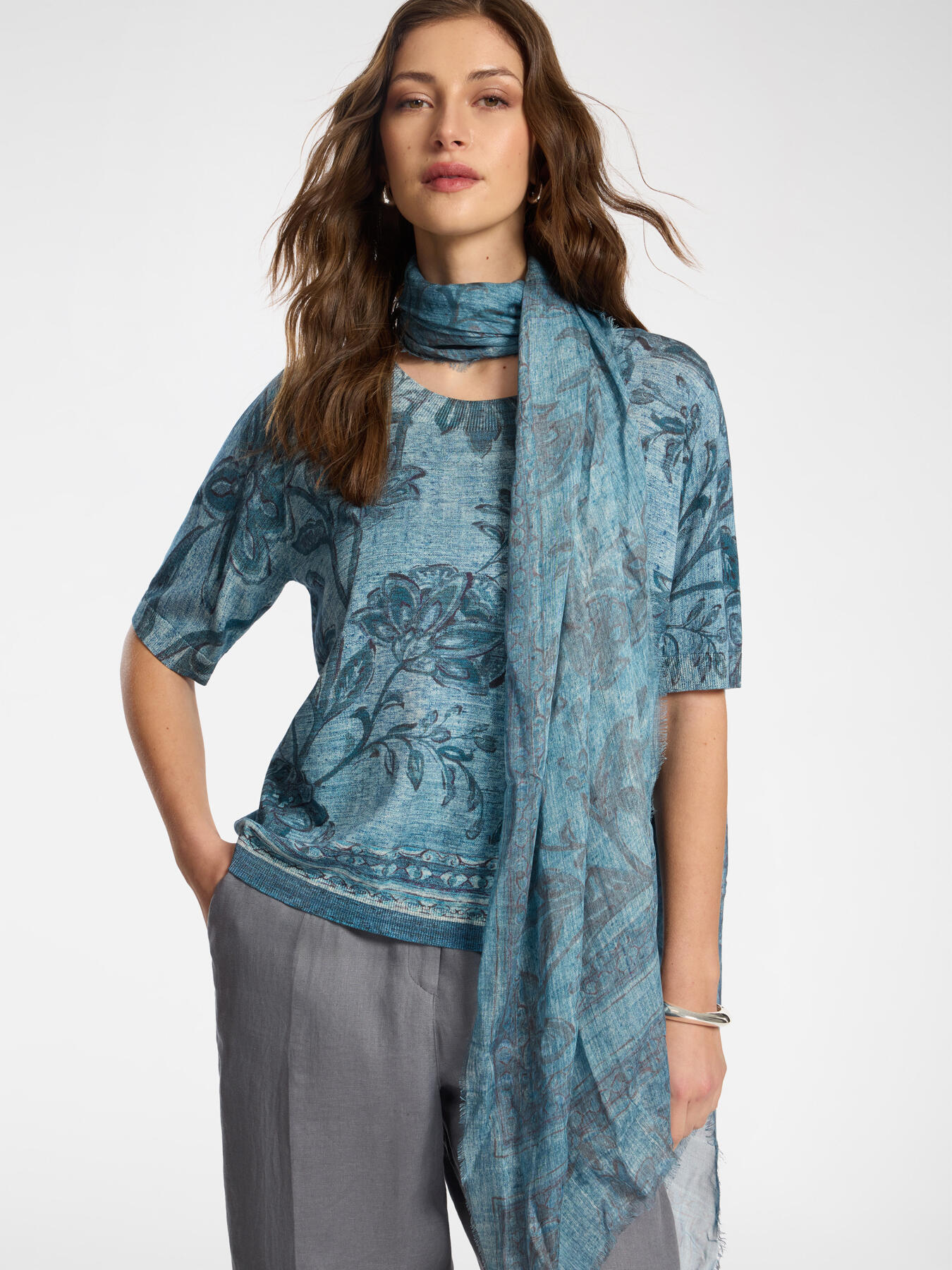 Foulard in modal stampato image number 0
