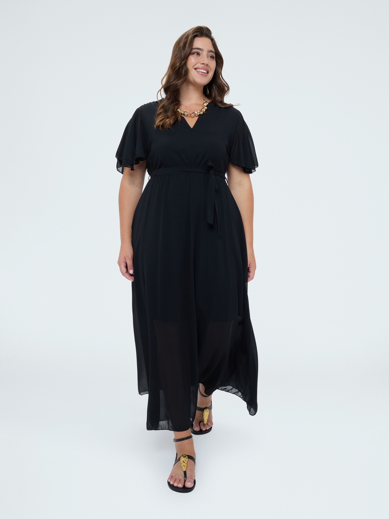 DREAM georgette dress with V-neckline image number 2