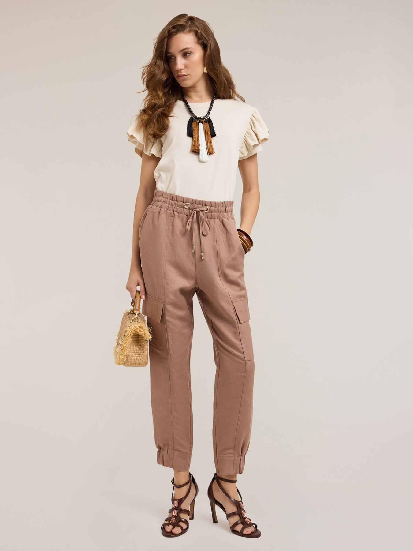 Joggers cargo en mezcla de lino image number 0