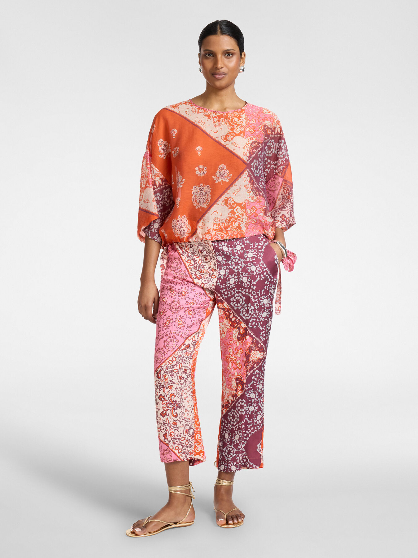 Blusa misto lyocell stampata image number 2