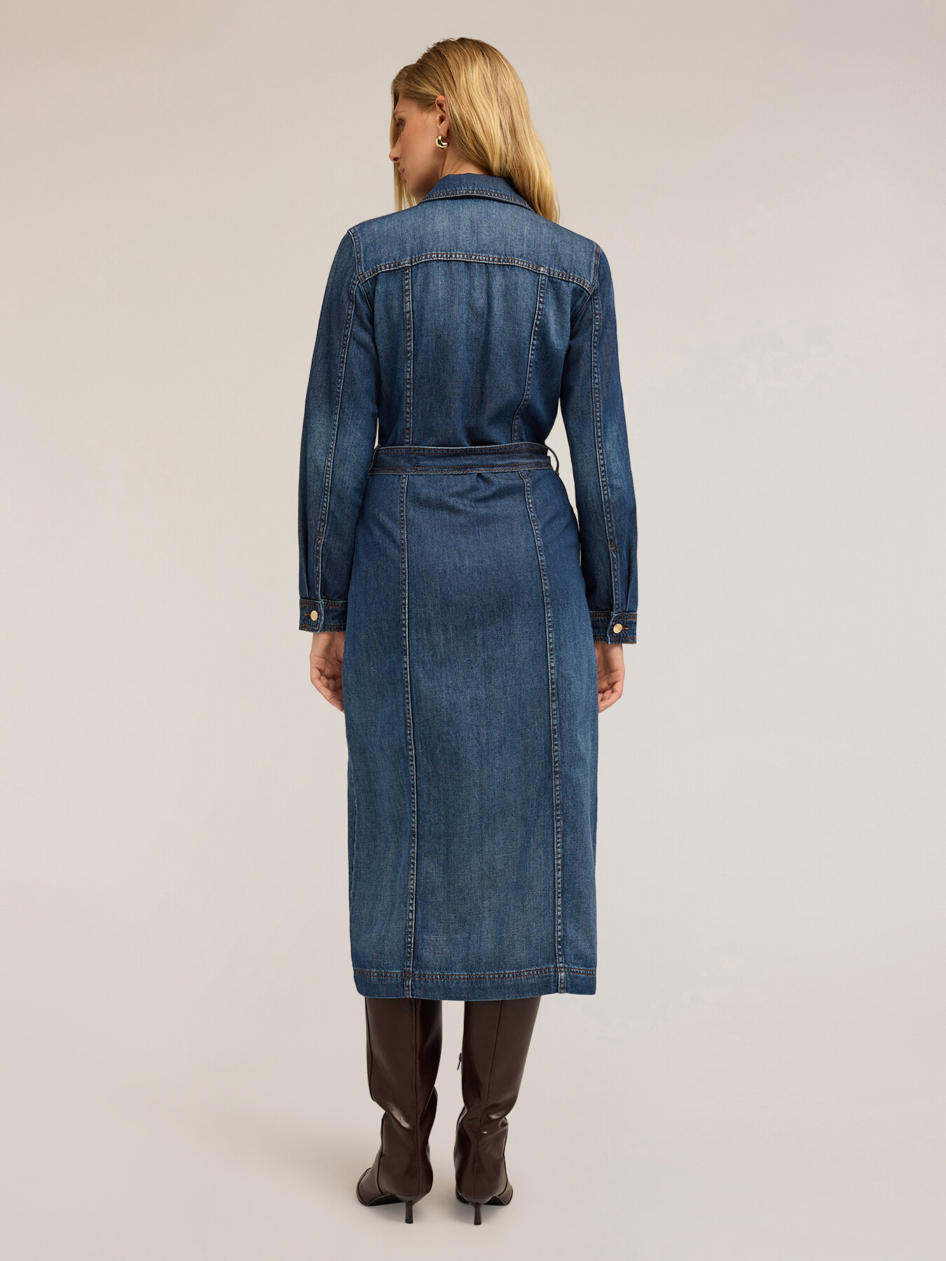 Denim and tencel blend shirtdress image number 1
