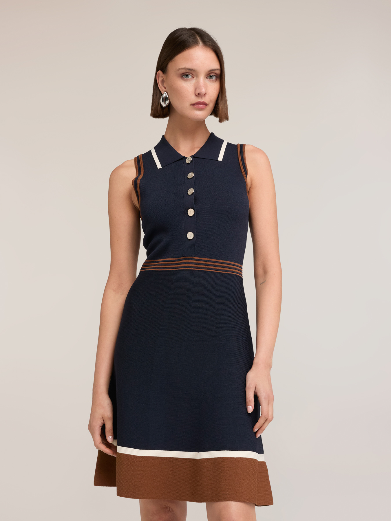 Rochie cu croială &icirc;n A cu guler polo image number 2