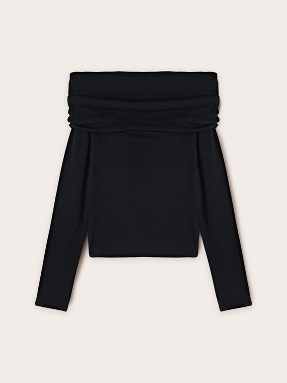 Schulterfreier Pullover aus Wolle