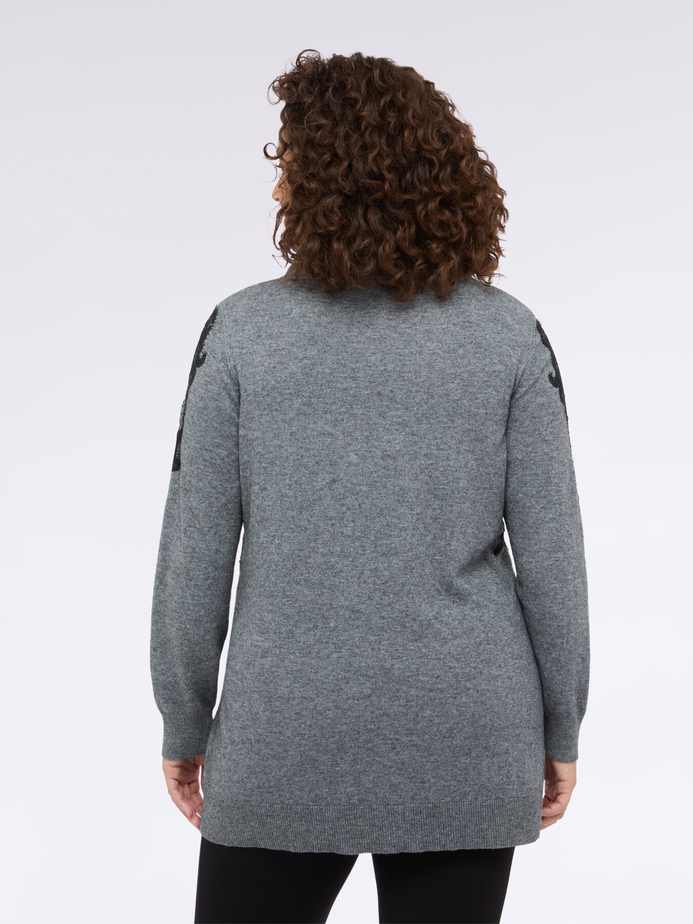 Turtleneck sweater with lace insert image number 1