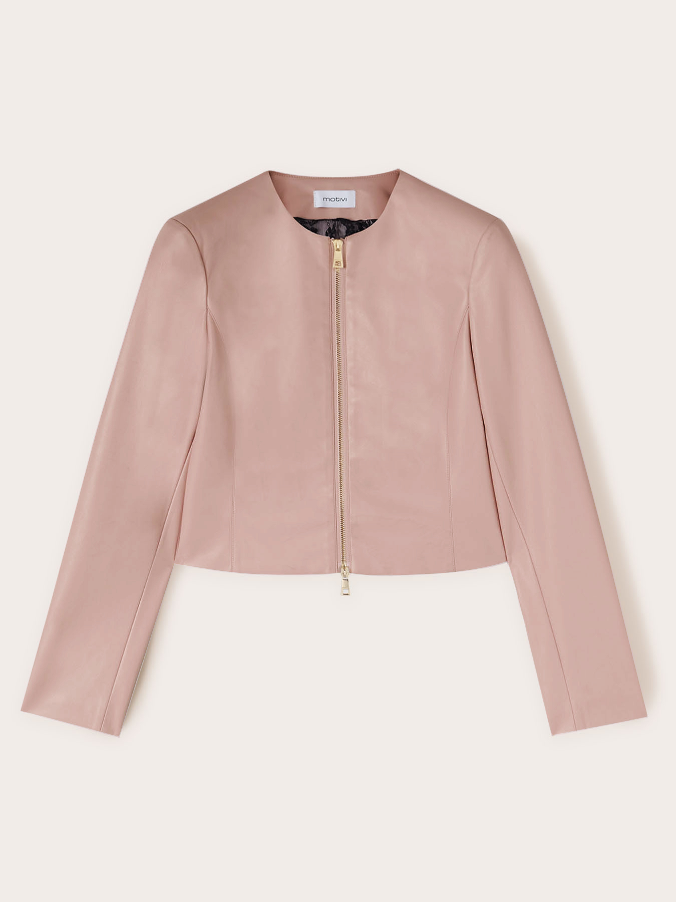 Collarless jacket in coated fabric image number 4