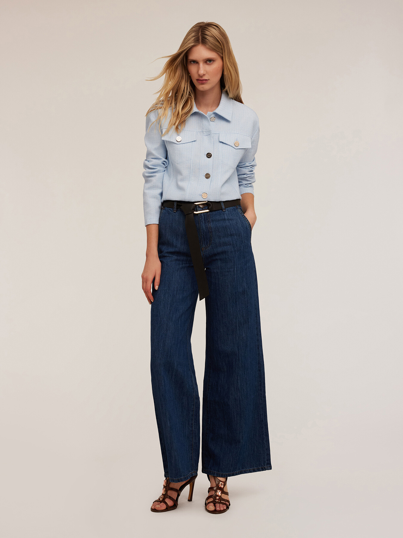 Giacca tipo denim in tweed image number 0