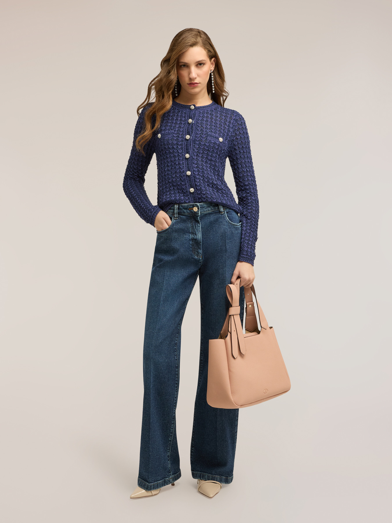 Openwork knit cardigan image number 2