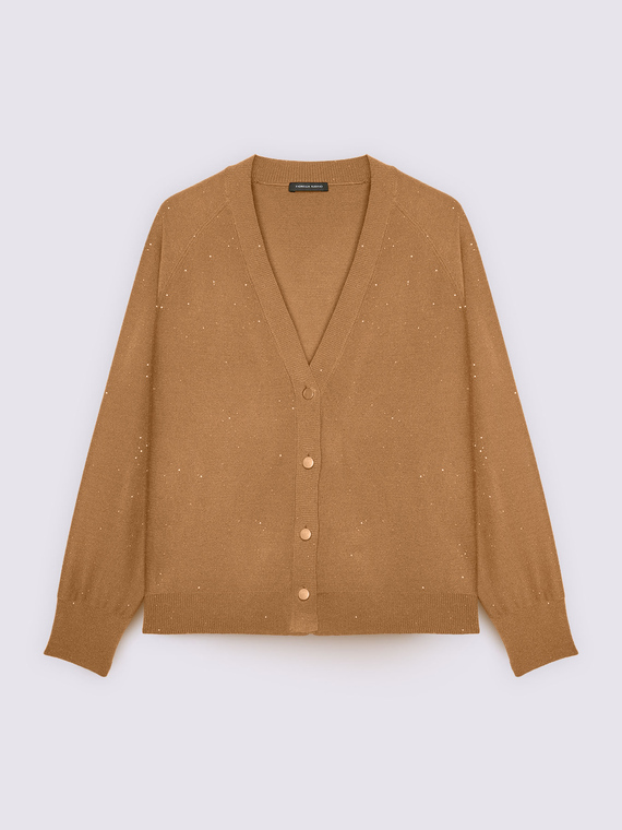 Cardigan in maglia fine con paillettes