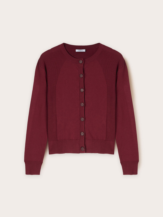 Cardigan con raglan a coste