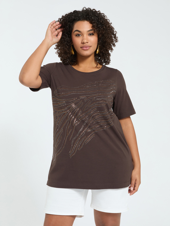 T-shirt en coton avec hotfix motif z&eacute;br&eacute;