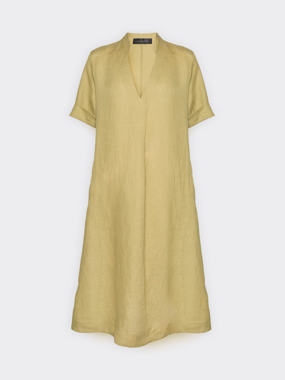 Leinenkleid mit V-Ausschnitt
