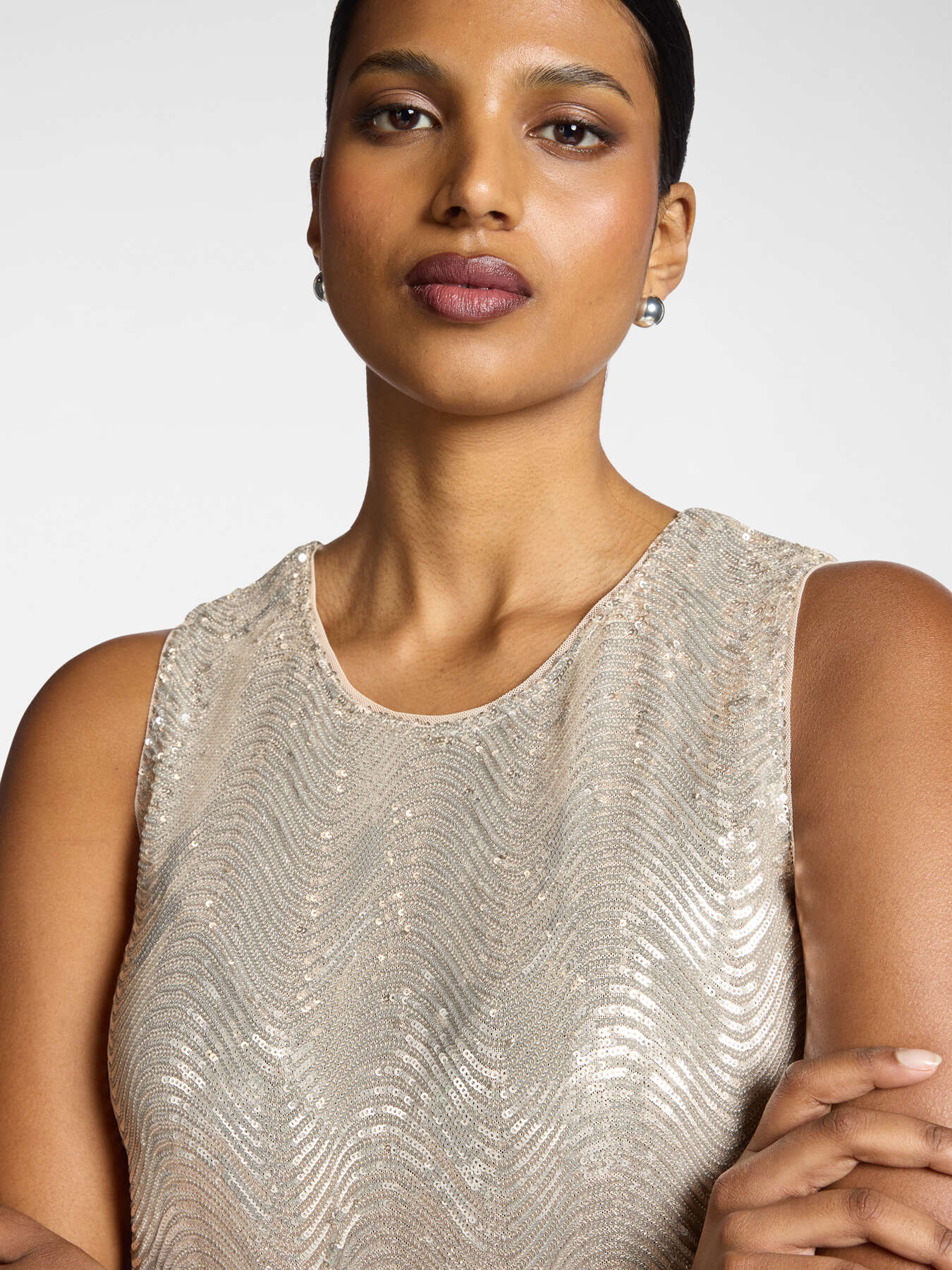 Sequined tulle top image number 3