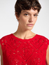 Sleeveless lace stitch sweater image number 2