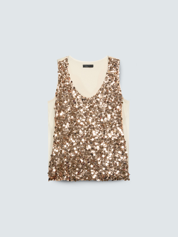 Sequin top with V-neck