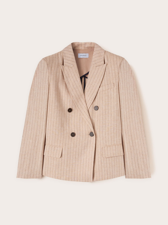 Double-breasted blazer in viscose linen blend