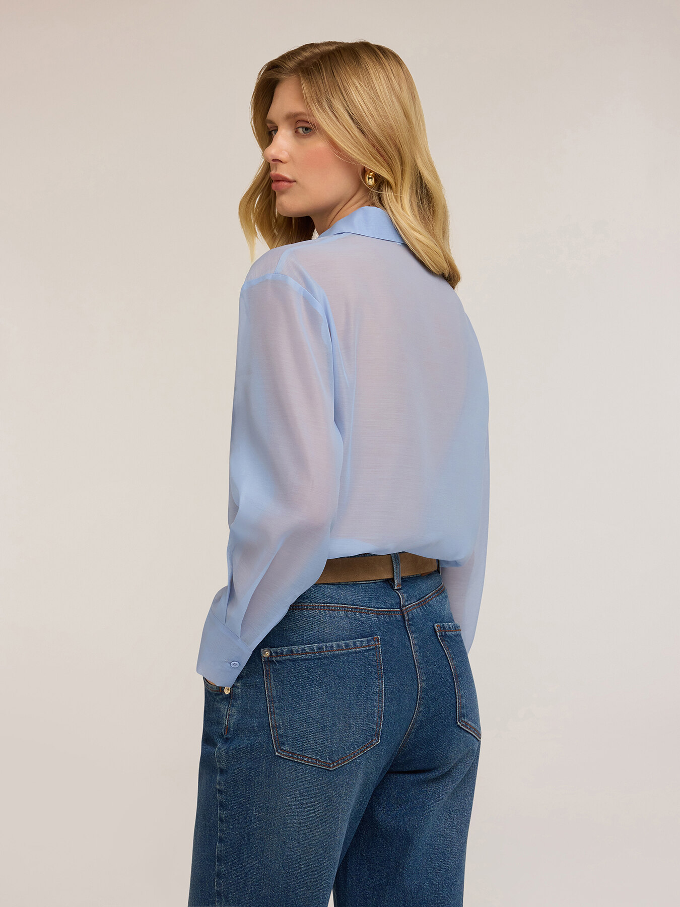 Camisa de organza con bolsillos image number 1