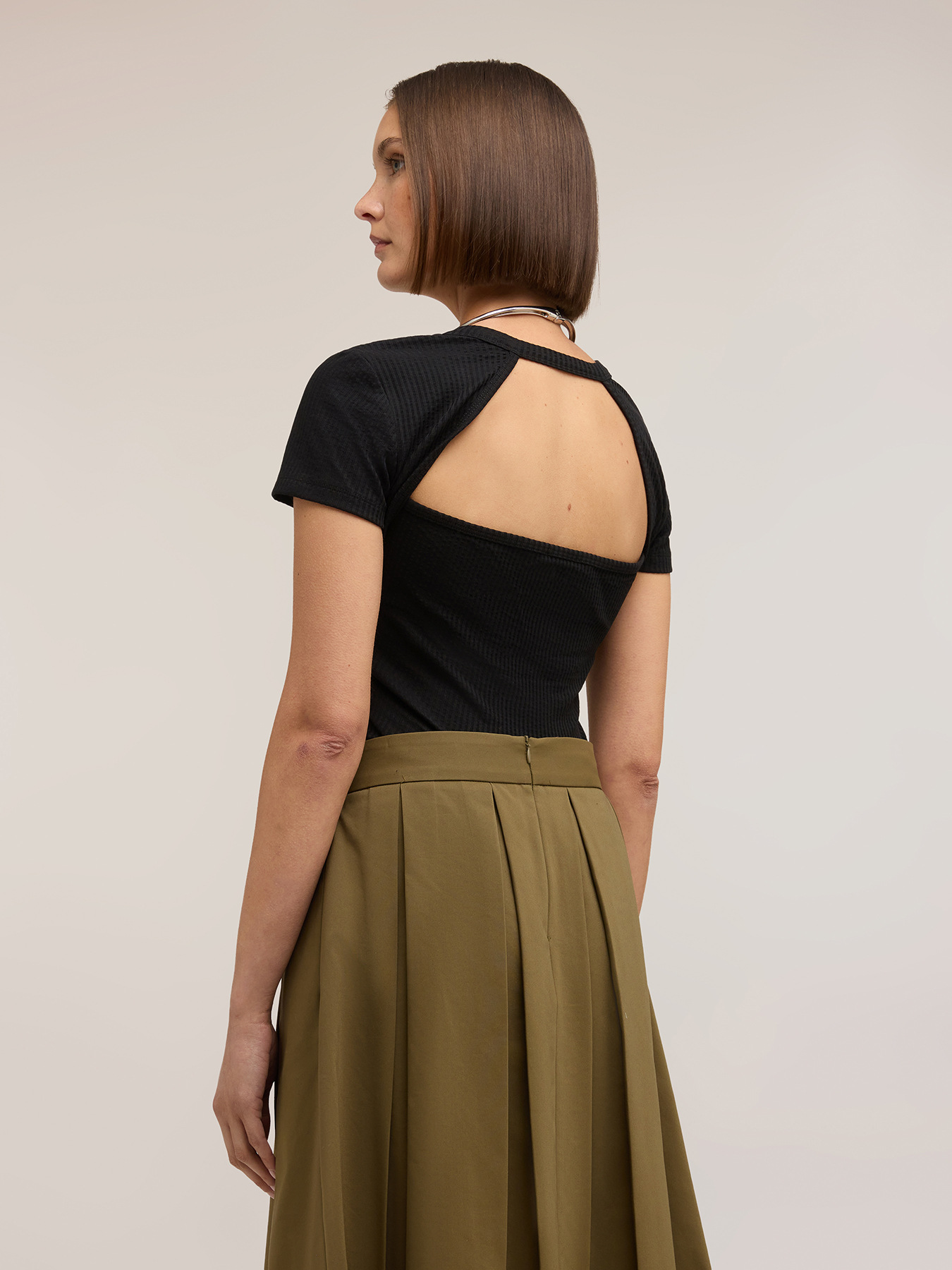 T-shirt in jersey a coste con cut-out image number 1
