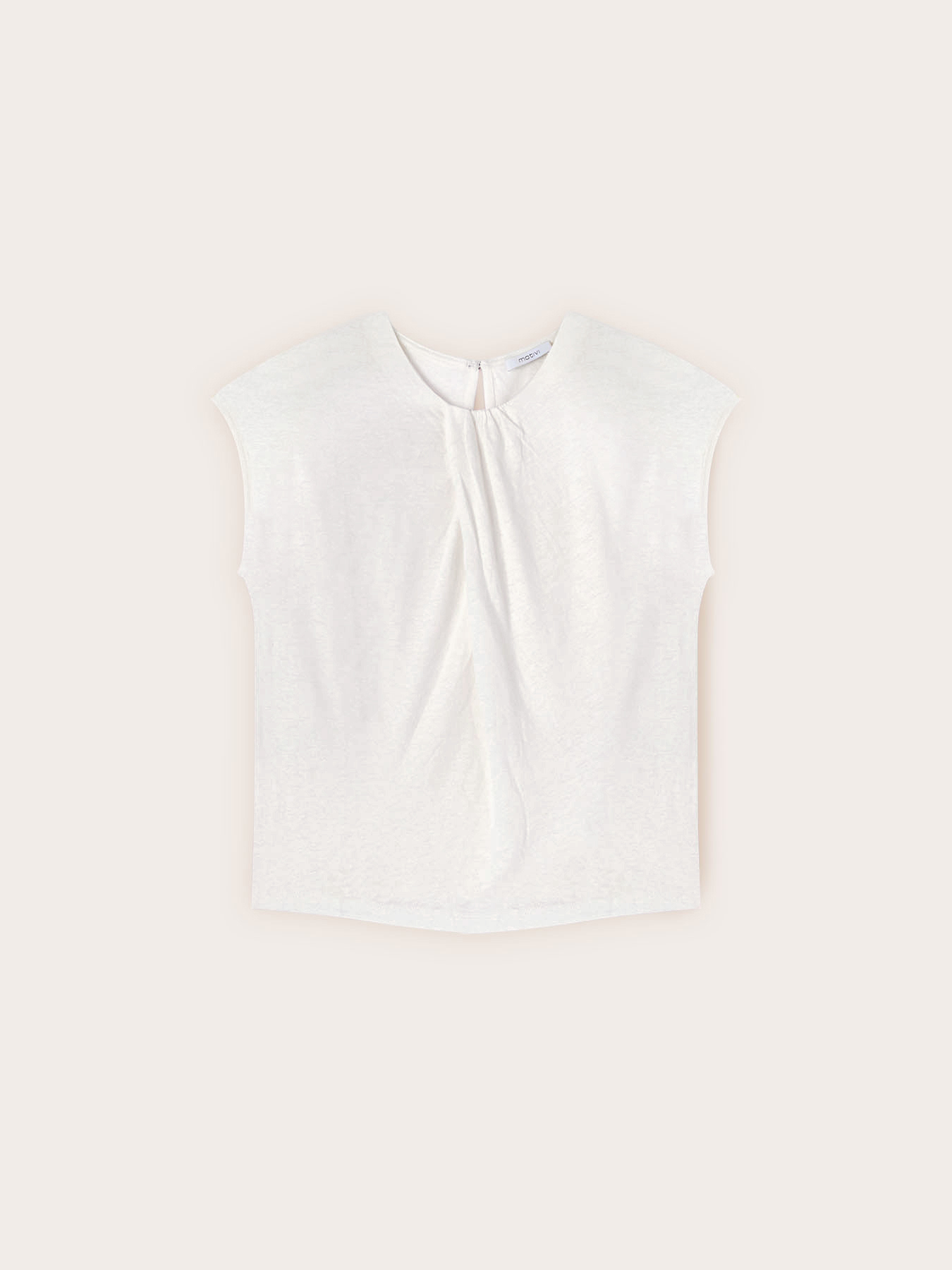 Tricou din amestec de in cu drapaj image number 4
