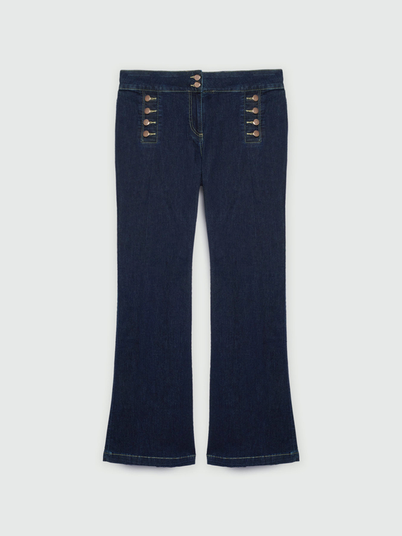 Flare-Jeans mit Knöpfen vorn