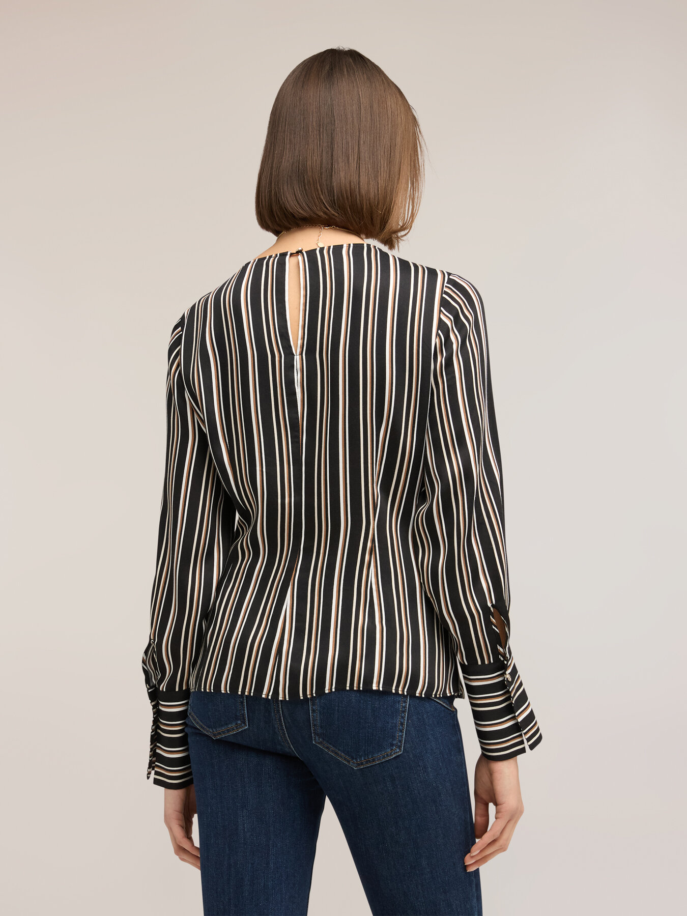 Striped wrap blouse image number 1