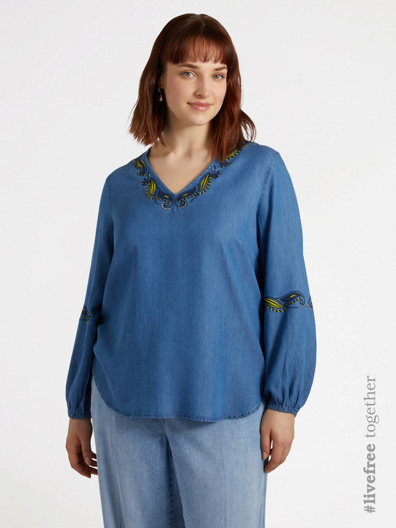Bestickte Bluse mit TENCEL™-Fasern