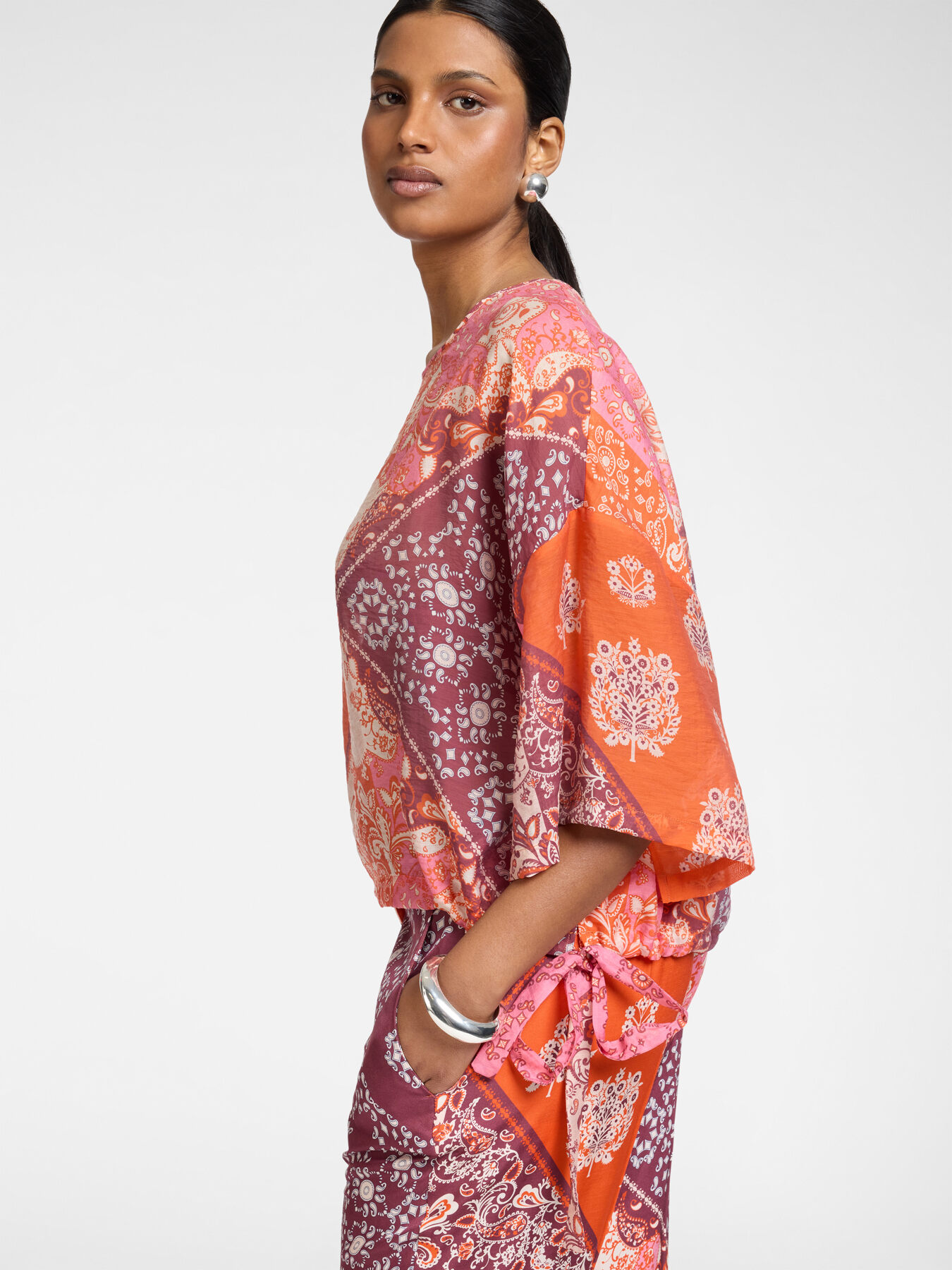 Blusa misto lyocell stampata image number 3
