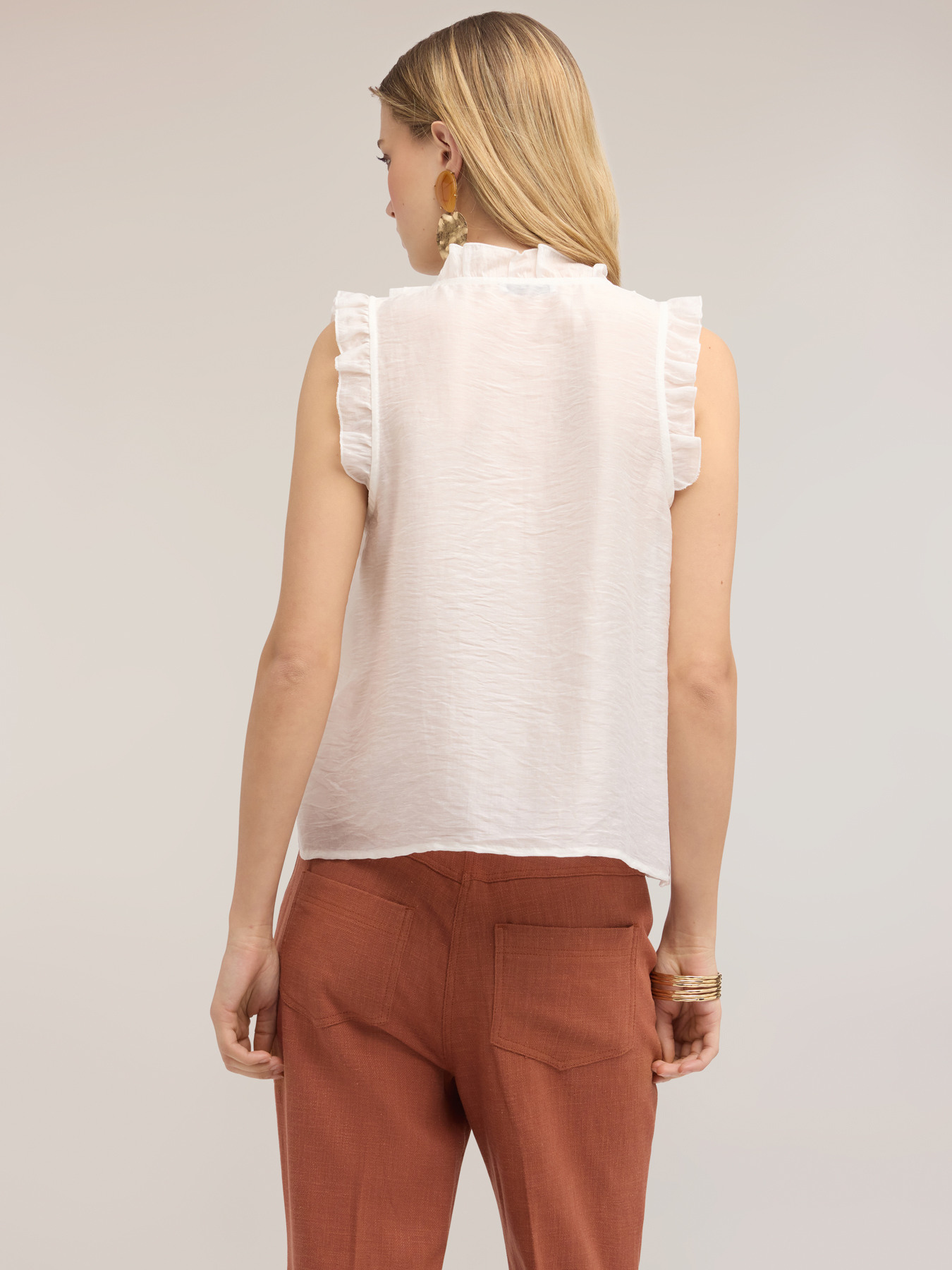 Blusa in mussola con volant image number 1