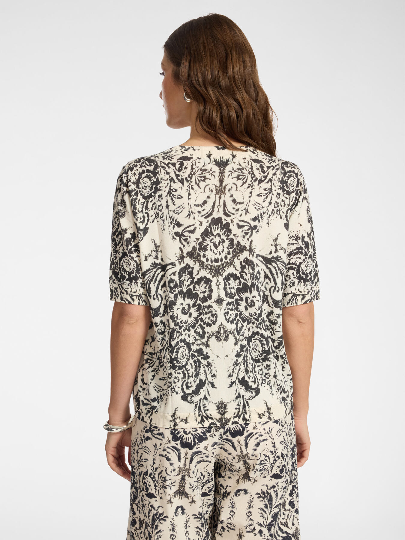 Bedruckter Strickpullover aus Baumwollmischung image number 1