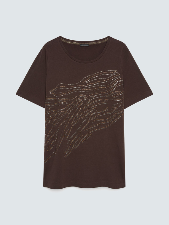 T-shirt in cotone con hotfix motivo zebrato
