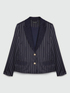 Blazer gessato con dettagli in denim image number 4