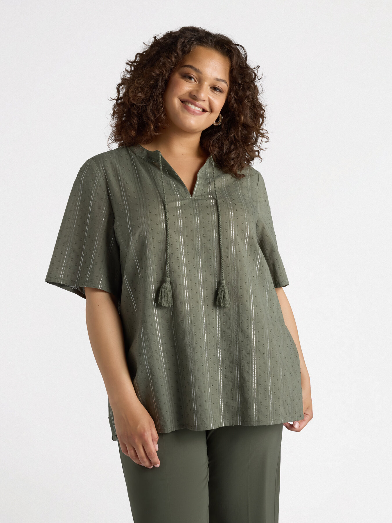 Striped blouse with strings image number 0