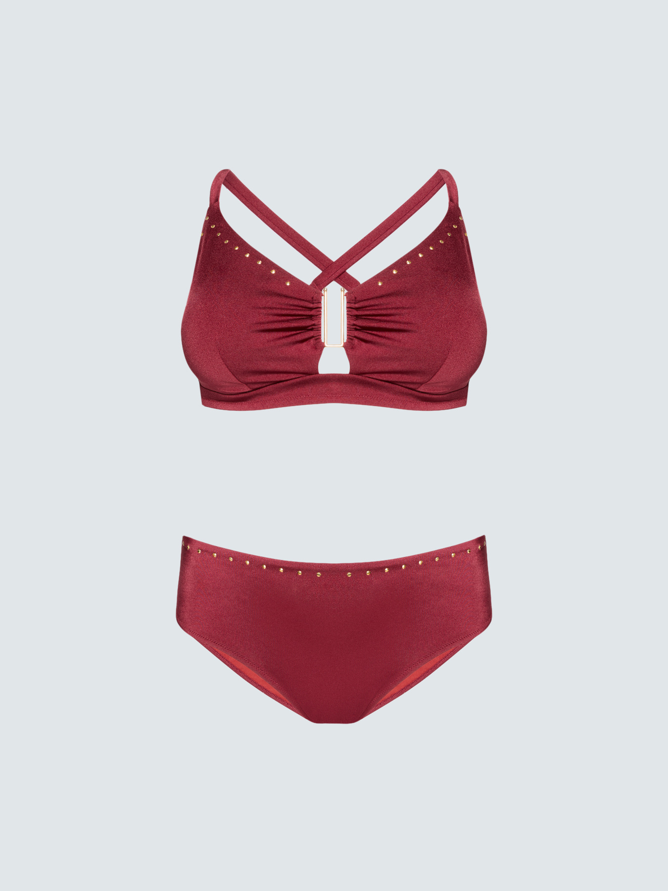 Bikini con tachuelas y motivo cut out image number 1