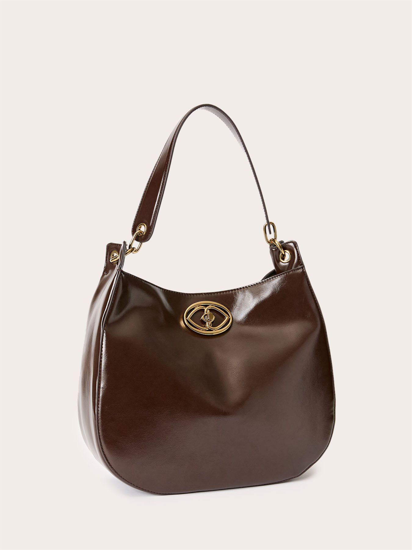 Hobo bag in glossy coated fabric image number 3