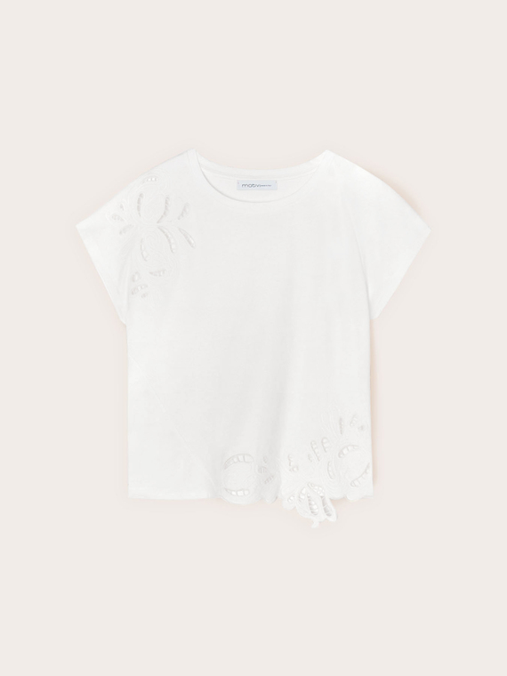 Jersey t-shirt with sangallo embroidery