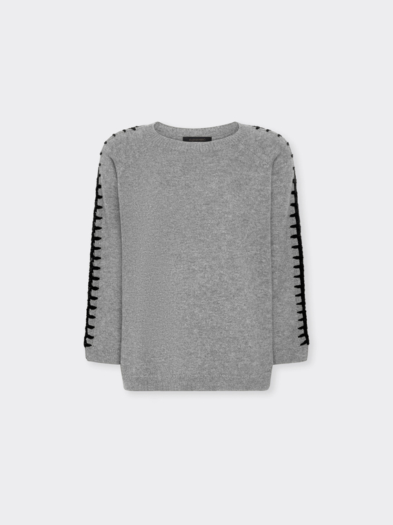 Pure wool sweater with embroidery