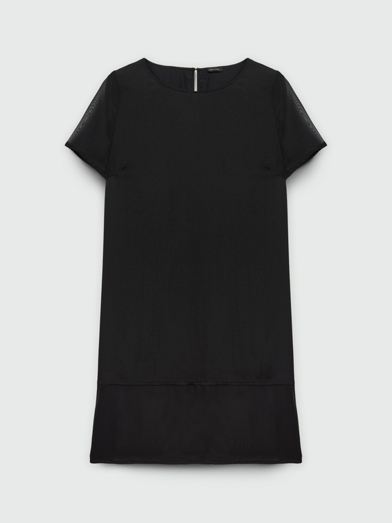 Straight dress with transparent inserts