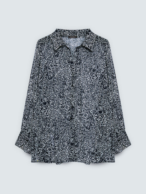 Chemise en cr&ecirc;pe avec imprim&eacute; fleuri