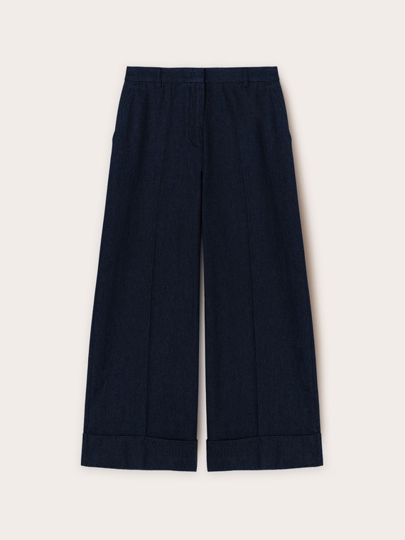 Pantalon cropped en denim mélangé lyocell