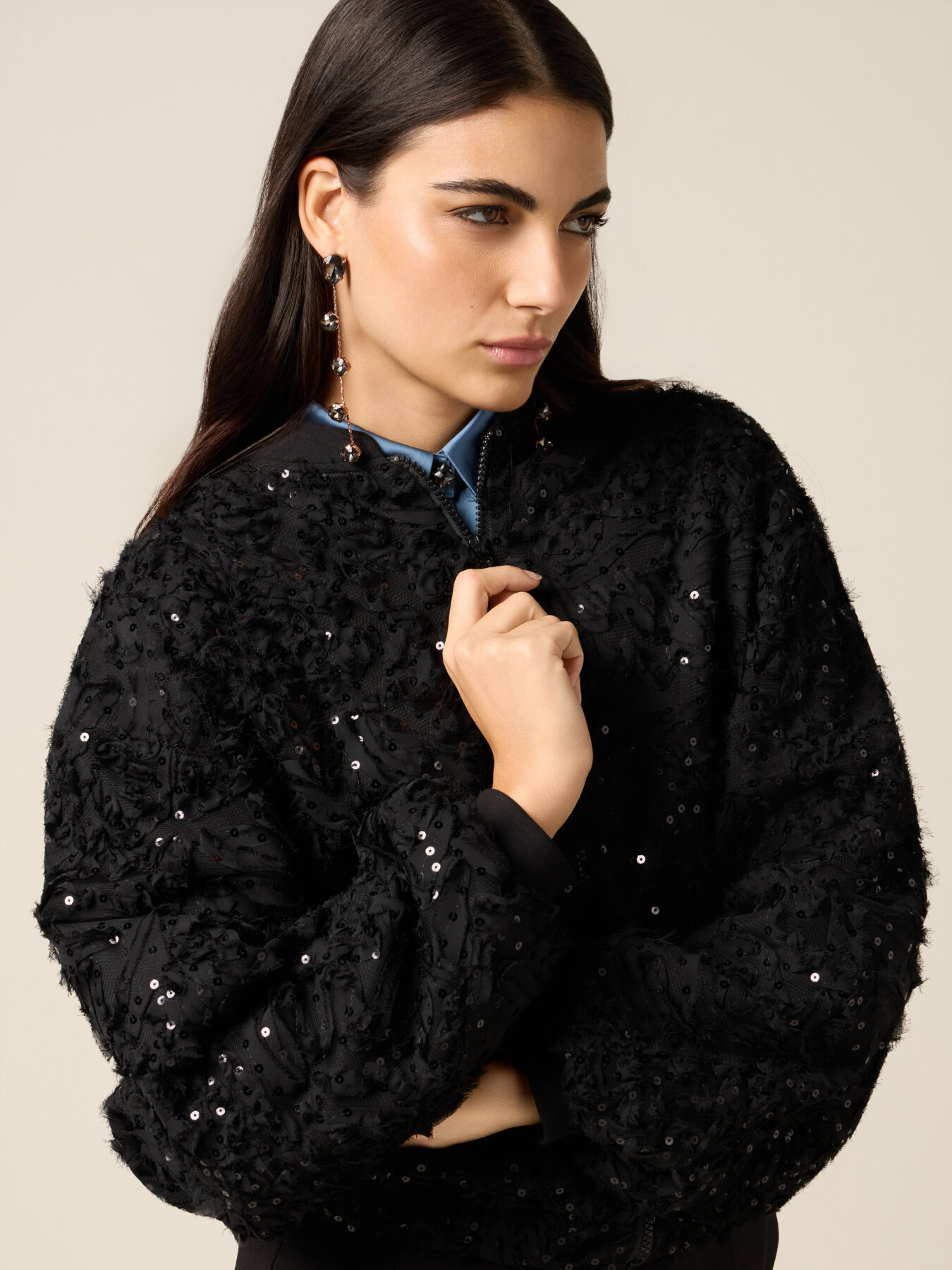 Bomber con tulle e paillettes image number 2