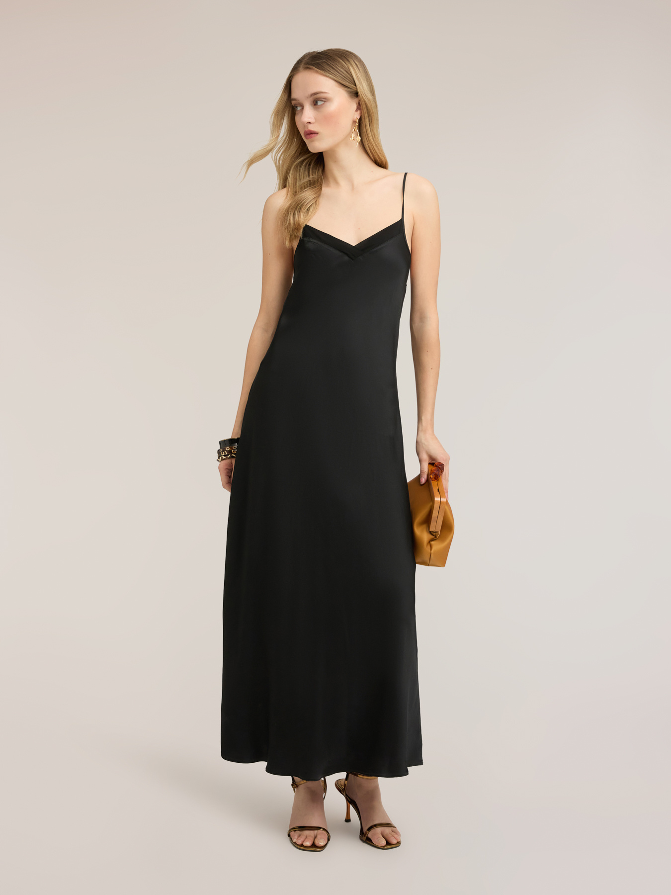 Rochie lungă lingerie din satin image number 0