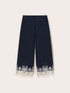 Pantaloni cropped din poplin cu dantelă image number 4