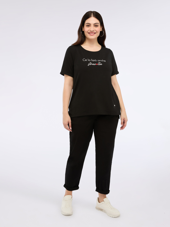 Balloon pants in cotton blend