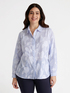 Gestreifte Hemdbluse mit floraler Verarbeitung image number 3