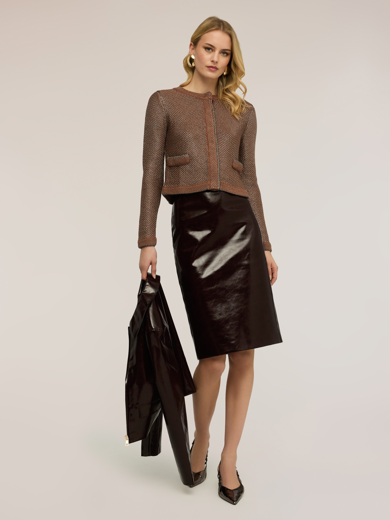 Knitted cardigan in mixed lurex yarn image number 2