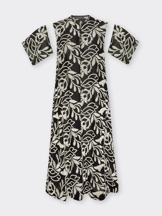 Embroidered cotton blend dress